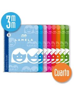 Bloc Espiral Lamela 1/4 Cuadrovia 3 Mm Tapa Basica 40 Hojas