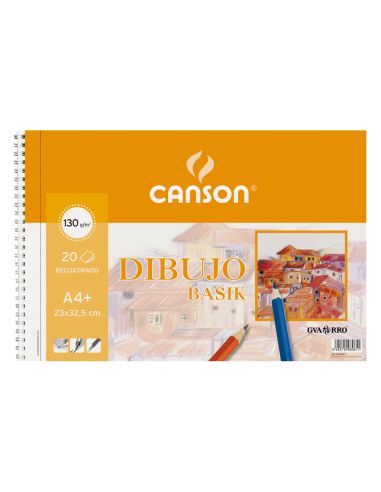 Bloc Dibujo Basik Din A4+ Espiral 23 X 32.5 Cm 20 Hojas Microperforado 2 Taladros -Con Recuadro